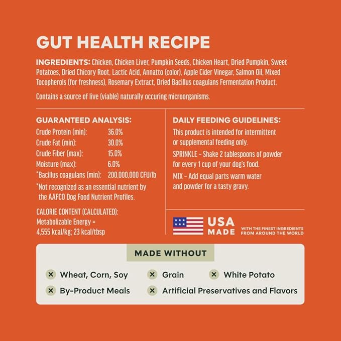 Instinct Raw Boost Shakers, Freeze-Dried Powder, Dog Food Topper, Chicken - Gut Health, 5.5 oz. Bottle