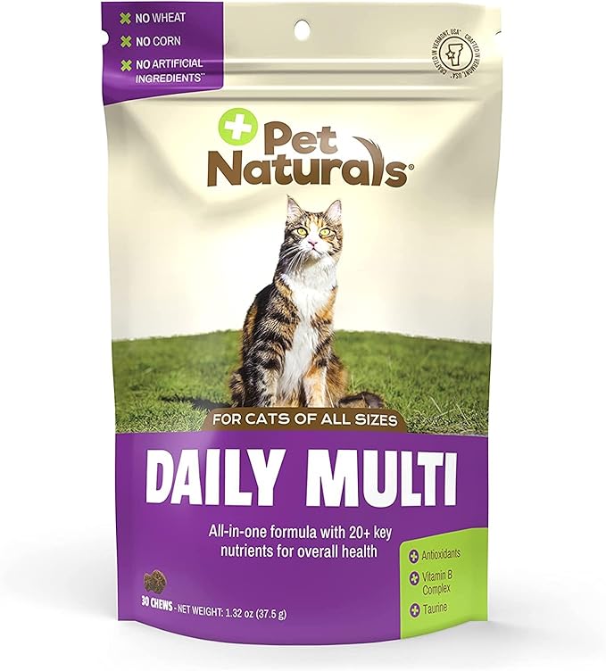 Pet Naturals Daily Multivitamin for Cats with Biotin, Taurine and Arginine, 30 Fish Flavored Chews (Pack of 12)