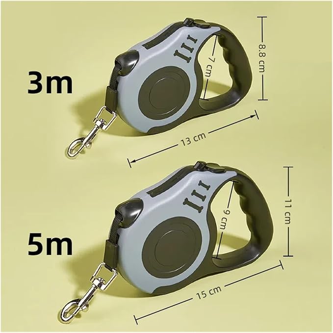 1pcs Retractable Dog Leash 5m, Strong Nylon Automatic Lead for Small Medium Dogs, Pets Traction Rope for Cats, Chihuahua Bulldog Supplies(Green,3m)