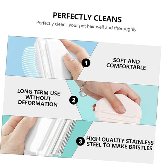 Cat Grooming Brush Pet Hair Removal Lint Brush Dog Comb Stainless Steel Bristles Ergonomic Design