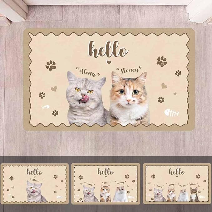 Styler-5 Personalized Dog & Cat Doormat, Custom Pet Door Mat for Dog Lovers - Funny 'Hello Home' Design - 24x16inch, One Size