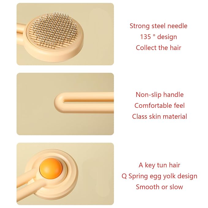 Cat Hair Comb Pet Cat Brush Pet Massage Brush Rub Hair Removal Combs For Dogs For Cat Pet Grooming Combs Bath Supplies Pet Cat Brush, champagne yellow