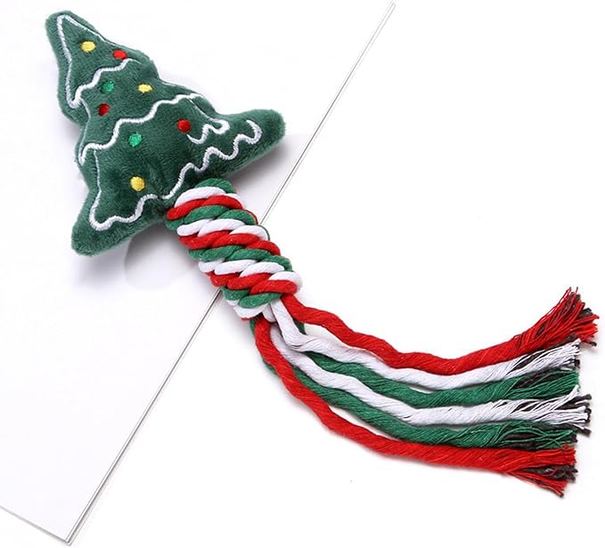 Dog Rope Toy Christmas Dog Toy Lightweight Pet Supplies for Aggressive ers Dog Toy for Playing Training Xmas Gifts, Christmas Tree