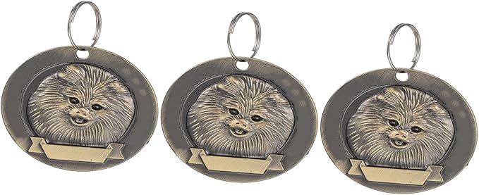 GLEAVI 3pcs Vintage Bronze Dog Id Tags Zinc Alloy Pet Collar Charms for Pomeranian Dogs Practical Engraving Pet Supply