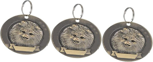 GLEAVI 3pcs Vintage Bronze Dog Id Tags Zinc Alloy Pet Collar Charms for Pomeranian Dogs Practical Engraving Pet Supply