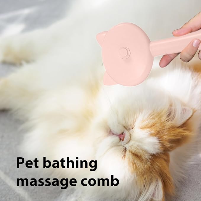 Pet Grooming Brush, Spray Massage Comb for Pets and Cats, Electric USB Brush for Cat Shedding, One Touch Electric Spray Anti-Flying Hair Bath & Shower Cleaning (B)