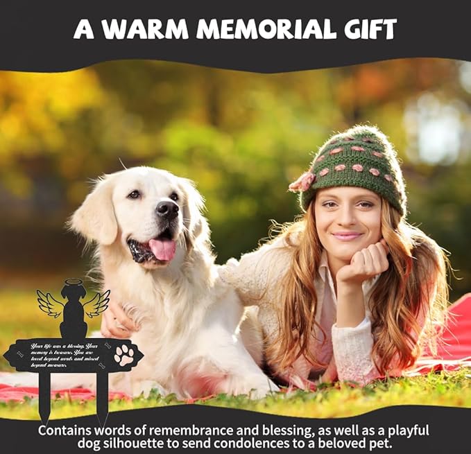 Grave Markers for Cemetery for Dog, Weatherproof Metal Pet Memorial Stake, Garden Cemetery Decoration, Waterproof Pets Grave Marker Memorial Plaques for Outdoors Yard Patio