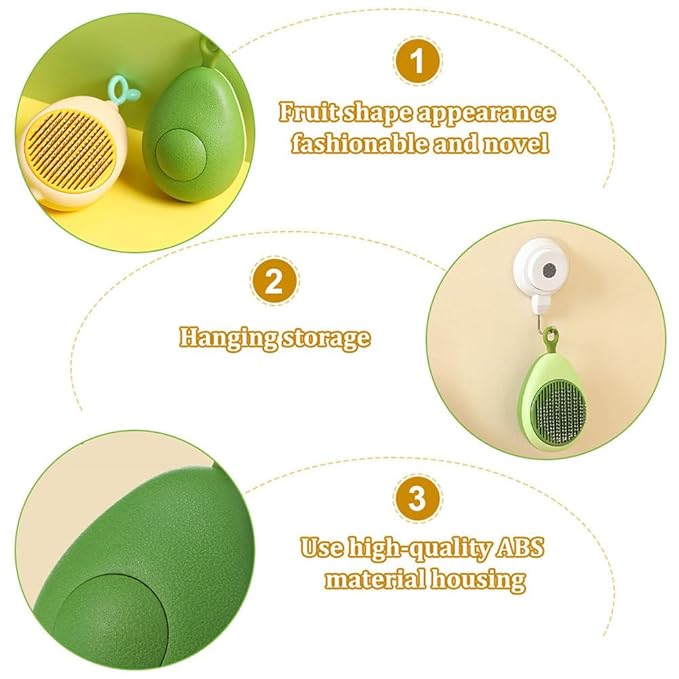 Cat Brush, Fruit Shape Pet Massage Brush Cat Grooming Brush with Release Button for Cats Small Dogs Rabbits Removes Tangles Loose Fur