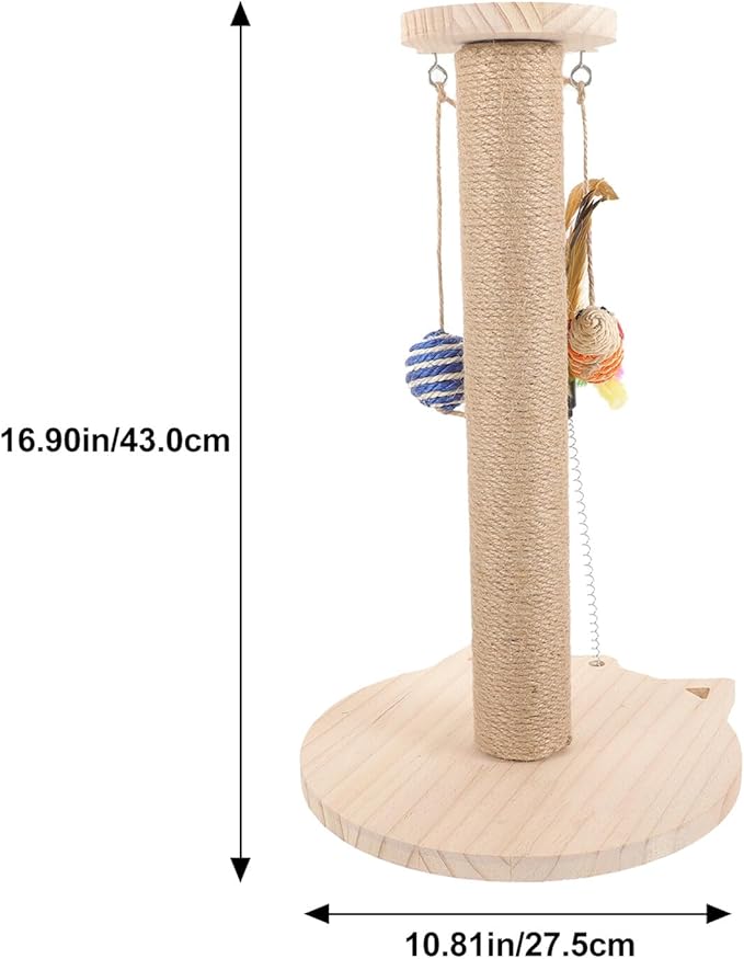 GLEAVI Natural Sisal Cat Scratching Post with Solid Wood Base Small Indoor Cat Scratcher for Kittens Sturdy Household Claw Scratcher Random Color