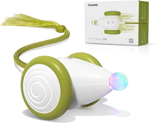 Cheerble Interactive Cat Toys for Indoor Cats, Automatic Moving Kitten Toys, Wicked Mouse Neo Cat Toy with Tail & Lights, Pet Cat Supplies, Rechargeable Cat Toys for Bored Indoor Adult Cats