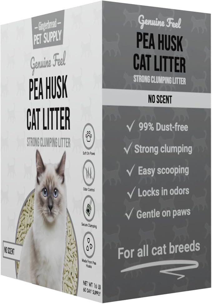 Premium Pea Husk Scented Cat Litter for Happy and Healthy Cats. (15 lbs)(Natural/Unscented)