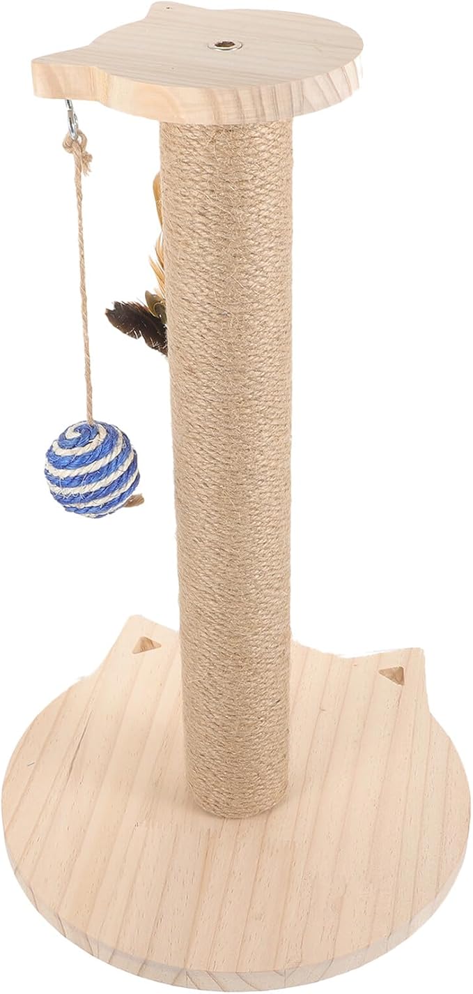 DOITOOL Cat Scratching Post Natural Sisal Hemp Sturdy Floor Scratcher with Teaser for Indoor Cats and Kittens Household Scratch Pad Random Color
