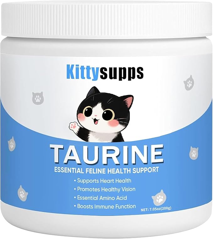 Pure Taurine for Cats, Taurine Supplement for Cat 200g, Cat Taurine Supplement to Support Heart & Promote Healthy Vision, Boost Immune Function, Easy to Mix in Food with Dosing Spoon