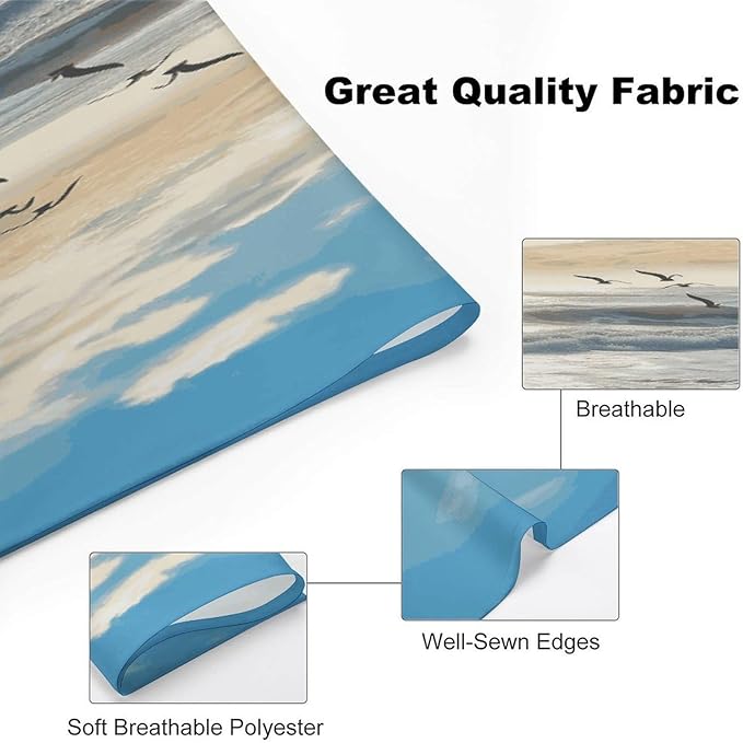 Dog Bandana Spring Pet Scarf Adjustable Triangle Waves on The Beach with Sea Birds Printing Dog Bib Washable Polyester Puppy Bandana for Small Medium Large Dogs Cat Birthday Party Supplies