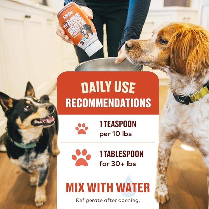 Furvor Beef & Chicken Bone Broth Concentrate for Dogs - Collagen Protein Supplement for Digestion, Mobility, Coat, Immune System, Joints - Healthy Dog Food Topper - Human Grade (2pk, 60 Servings)