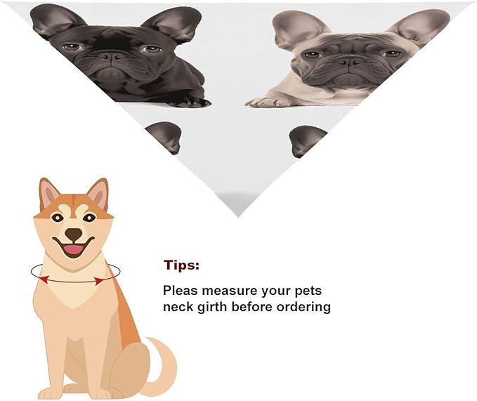 Dog Bandana Spring Pet Scarf Adjustable Triangle French Bulldog Printing Dog Bib Washable Polyester Puppy Bandana for Small Medium Large Dogs Cat Birthday Party Supplies