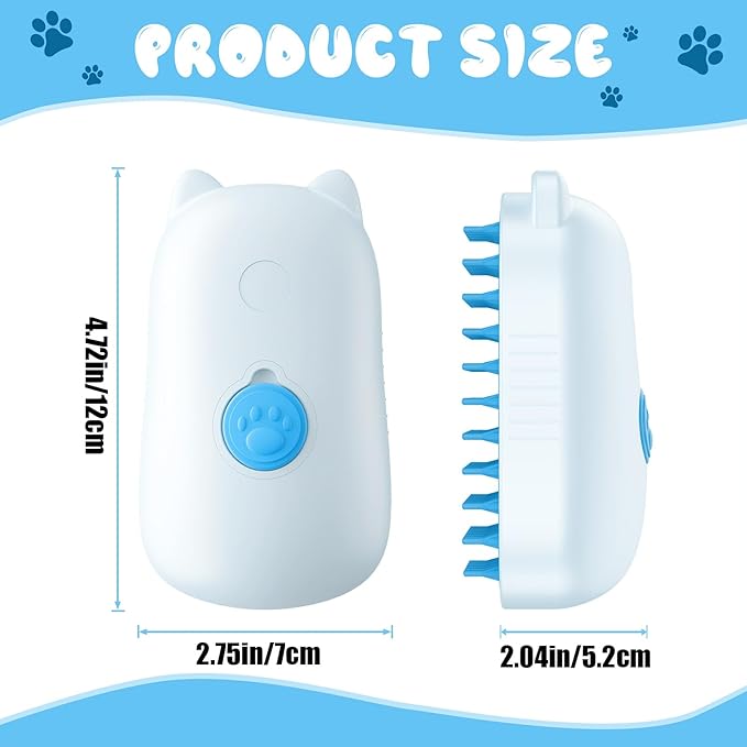 Cat Steam Brush, Dog Cat Grooming Massaging Comb, Pet Massage Brush, for Short & Long Haired Kittens Loose Hair Removal Puppies Bathing Shower Grooming