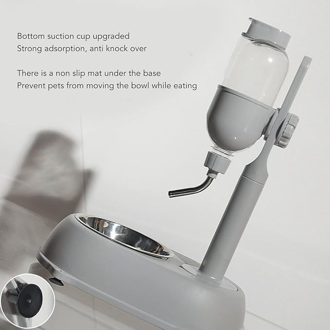 2 in 1 500ml Large Dog Water Bowl Dispenser, PP and ABS Automatic Dog Water Dispenser, Adjustable Pet Standing Water Dispenser Bowl for Cats and Others, 11 x 7.7 x 15.4in