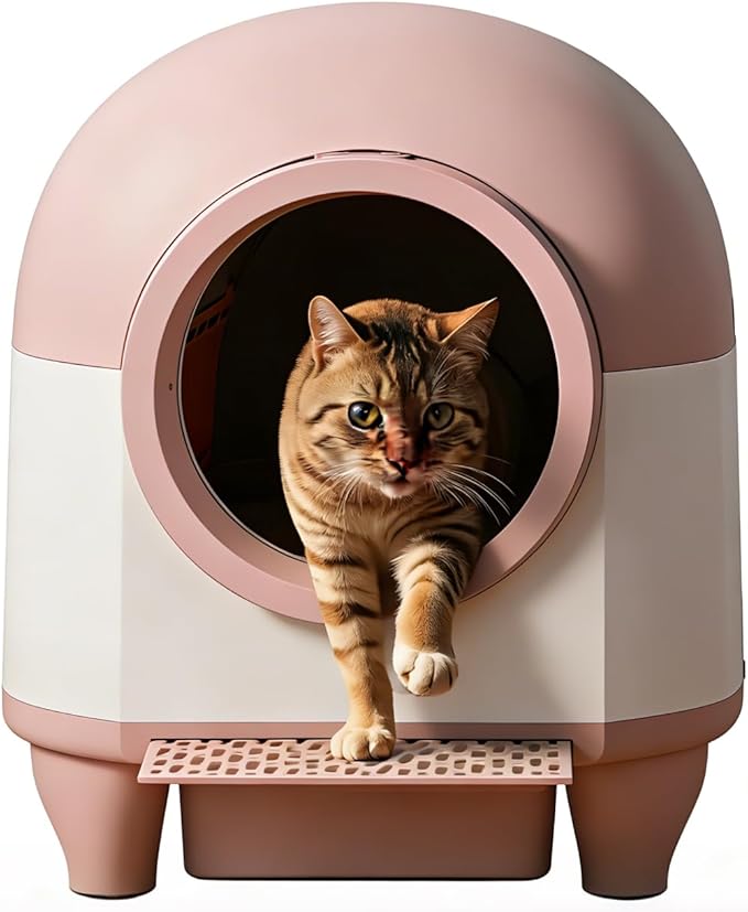 Fully Enclosed Automatic Cat Litter Box with APP Control, Self-Cleaning Covered Litter Box for Multiple Cats, 90L Large Capacity, Infrared Safety Sensors, Odor Control System, 2.4G WiFi