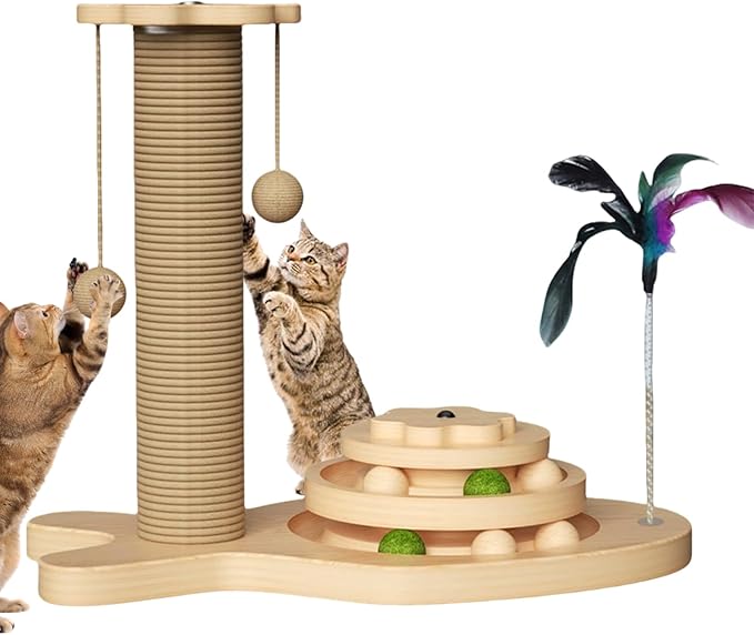Cat Scratching Post,Cat Scratcher Kitten Toys for Indoor,16.92" Tall Scratching Post for Cats with Dangling Ball,Cats Scratch Post Interactive Toy for Kittens Adults Cats