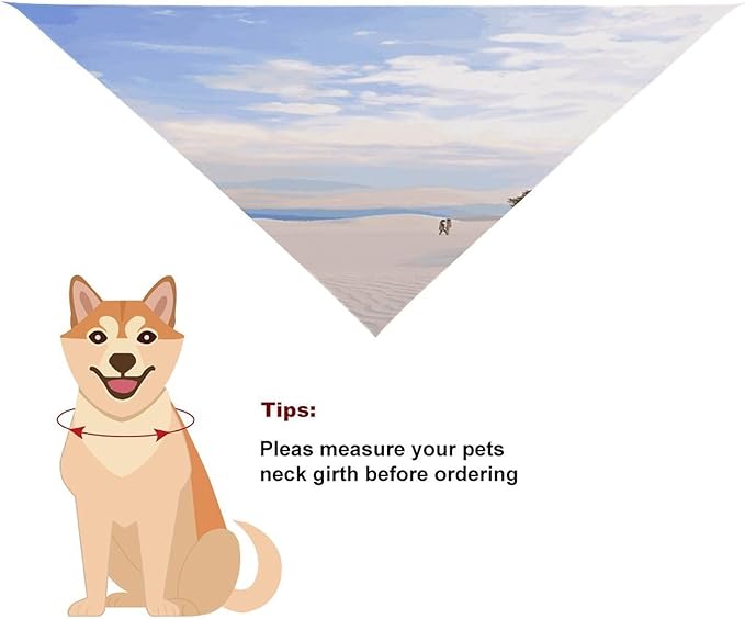 Dog Bandana Spring Pet Scarf Adjustable Triangle Romantic White Sand Landscape Printing Dog Bib Washable Polyester Puppy Bandana for Small Medium Large Dogs Cat Birthday Party Supplies