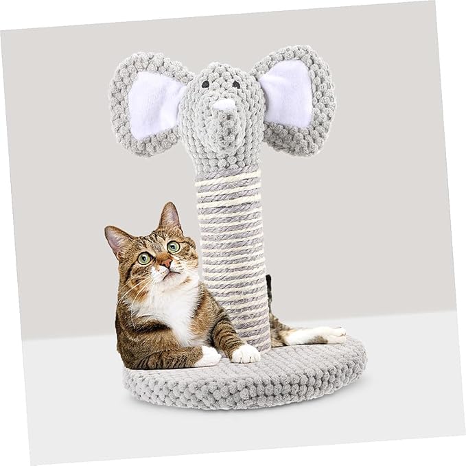FRCOLOR 2pcs Small Elephant Design Cat Scratching Post Set Sisal Vertical Cat Climber with Resting Platform Sturdy Kitten Scratcher