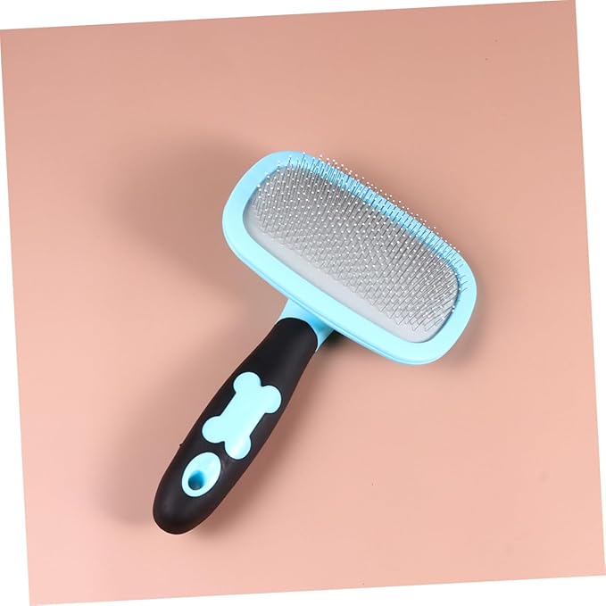 Rotatable Pet Grooming Comb Comfortable Massager Tool for Dogs Cats Large Blue with Dots Hair Removal Tangle Cleaning