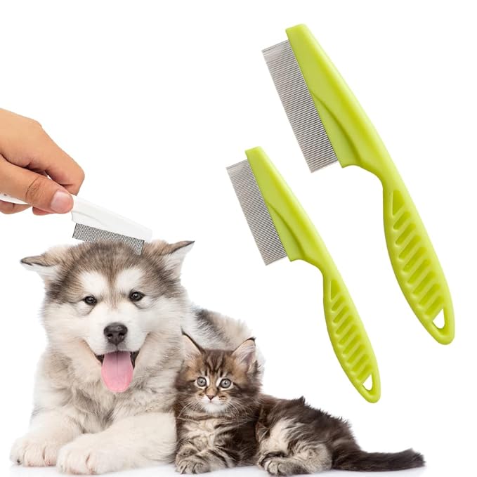 Multifunctional Pet Grooming Comb Kit: Tear Stain Removal, Fine-Tooth Stainless Massage Brush for Small Dogs and Puppies (Green)