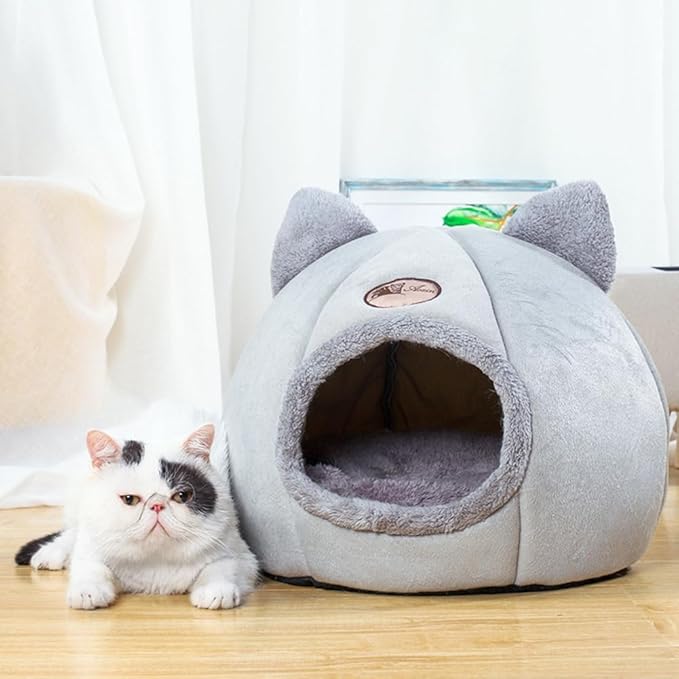 Cat Beds for Indoor Cats, Cozy Cat Cave Bed Dog House Cats Tent with Removable Cushion Pillow, Soft Warm Pet House Puppy Bed, Cute Pet Nest for Kitten Small Dog (Pink, M-13x13x13 Inches)