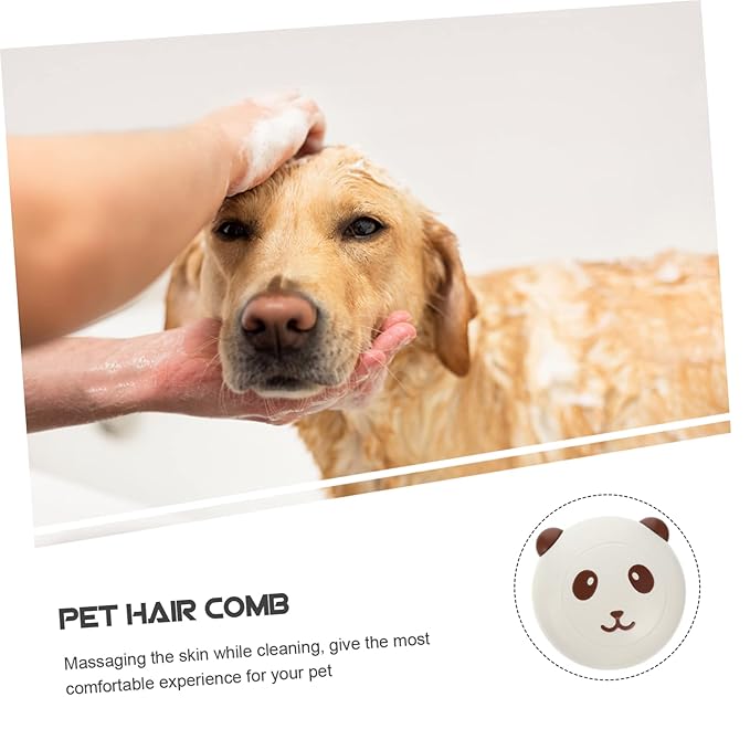 Angoily 2pcs Portable Cat Dog Grooming Combs Bath Brushes for Pet Massage Wear-resistant Hair Removal Tool Ergonomic Panda Design for Easy Grooming and Bonding