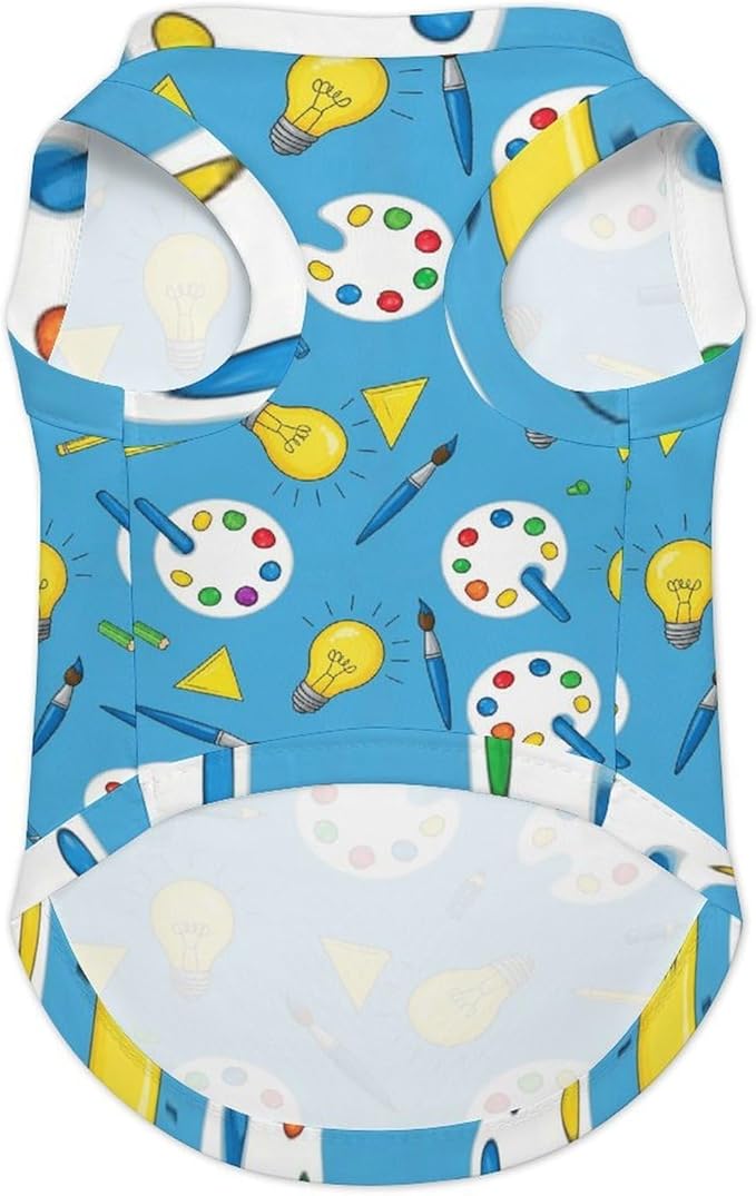 Summer Pet Clothes for Small Dogs Cats, Art Supplies Cute Blue Sun Protection Cooling Pet Vest, Sleeveless Breathable Puppy Dog Tank Top for Hot Weather Walking, X-Small
