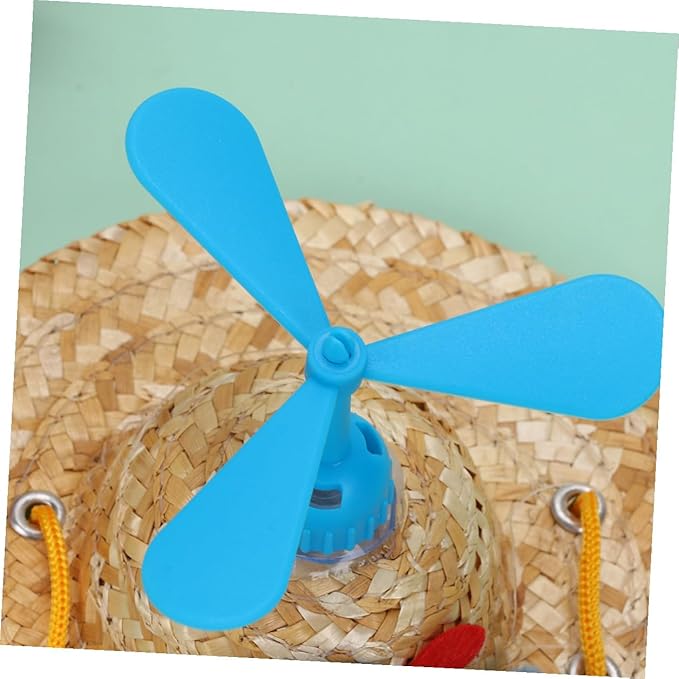 Alipis Pet Straw Hat with Airplane Rotor, Woven Knitted Straw Cap for Dogs, Funny Photo Prop and Party Accessory, Large Size for Pet Supplies