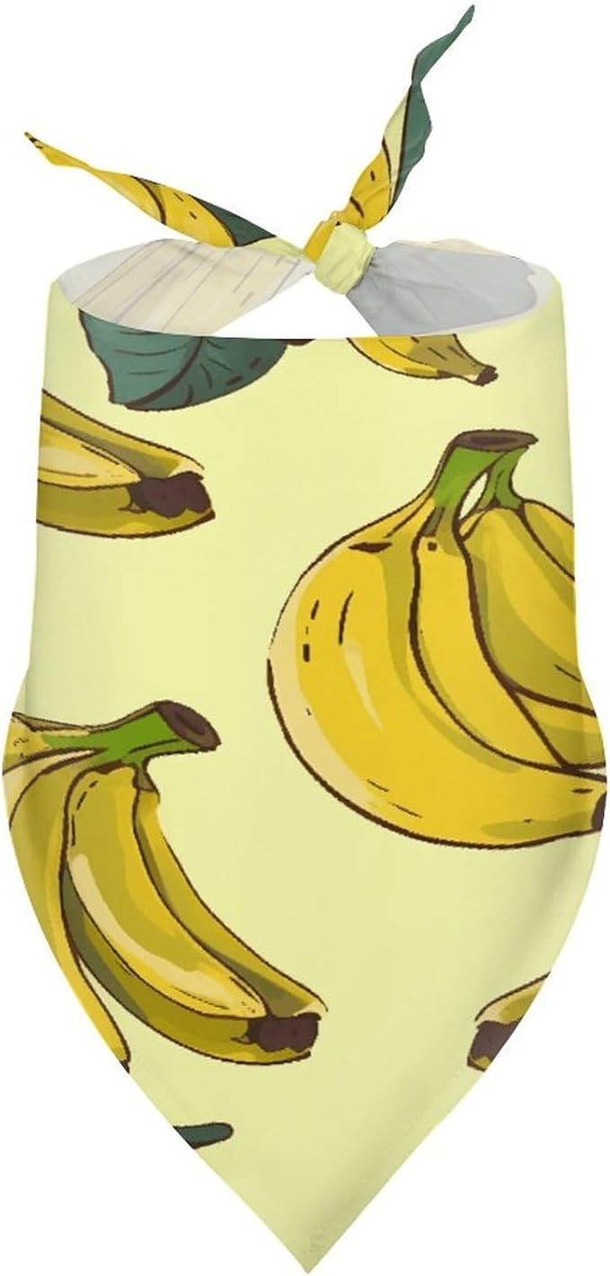 Dog Bandana Spring Pet Scarf Adjustable Triangle Banana Print Printing Dog Bib Washable Polyester Puppy Bandana for Small Medium Large Dogs Cat Birthday Party Supplies