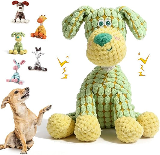 Durable Dog Stuffed Toys for Aggressive Chewers, 2026 New Indestructible Dog Toy, Interactive Squeaky Chew Teething Toys, Squeaky Plush Dog Toys (Green)