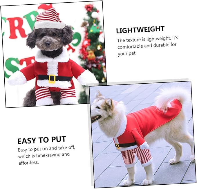 DOITOOL Pet Santa Claus Costume for Dogs and Cats Fleece Christmas Outfit XL Funny Two-Legged Cosplay Clothes for Large Pets Xmas Party Supplies