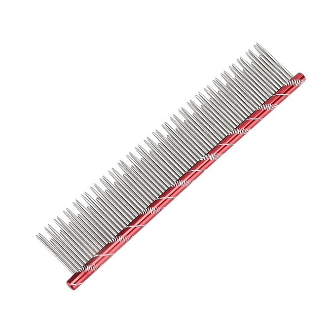 Dioche Stainless Steel Cat Comb for Gentle Grooming and Detangling – Pet Hair Removal Tool with Density Teeth for Breeds (Red)