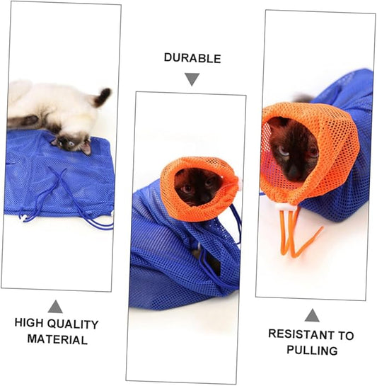 Yardwe Breathable Cat Bathing Bag for Easy Grooming Washing and Nail Trimming Scratch-Resistant and Quick Drying Cat Shower Net Bag