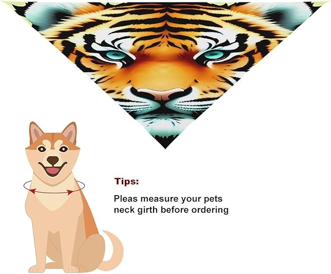 Dog Bandana Spring Pet Scarf Adjustable Triangle Little Fat Tiger Head Printing Dog Bib Washable Polyester Puppy Bandana for Small Medium Large Dogs Cat Birthday Party Supplies