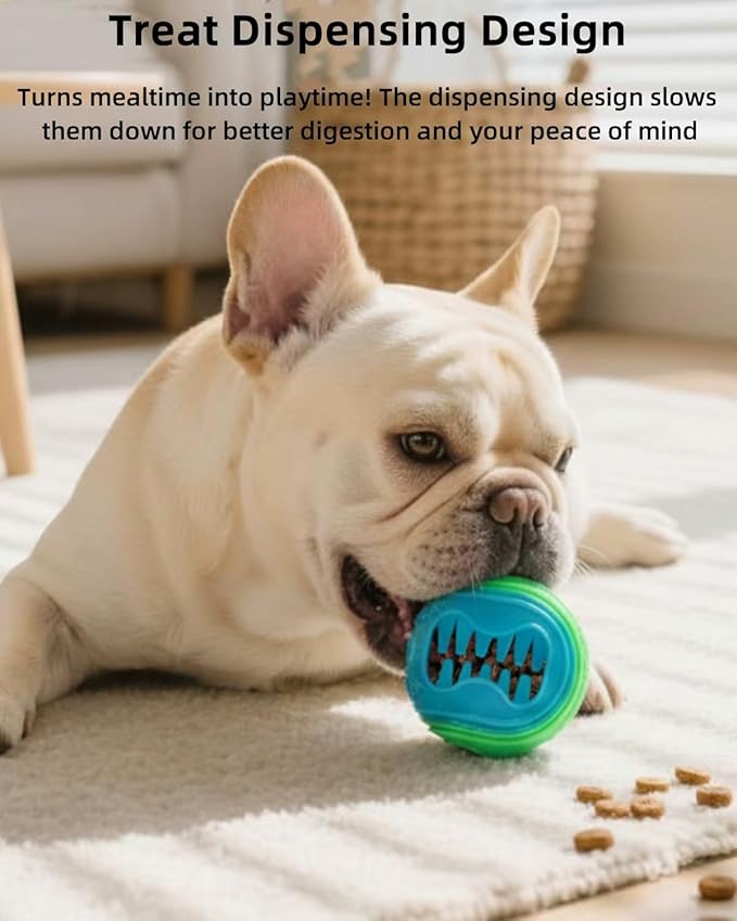 6Pack Dog Treat Dispenser & Squeaky Toy Balls 2.5 Inch/6.5cm Durable Chew Toys for Teeth Cleaning, Slow Feeding Interactive Fetch and Training, Floating Water Toys for Medium Small Dogs