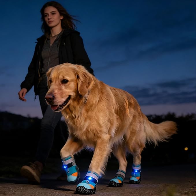 Luminous Shoes for Cats - Breathable Non-Slip Pet Supplies, Bright Boots with Lights for Cats - for Training and Safety on Night Walks on Hot Asphalt