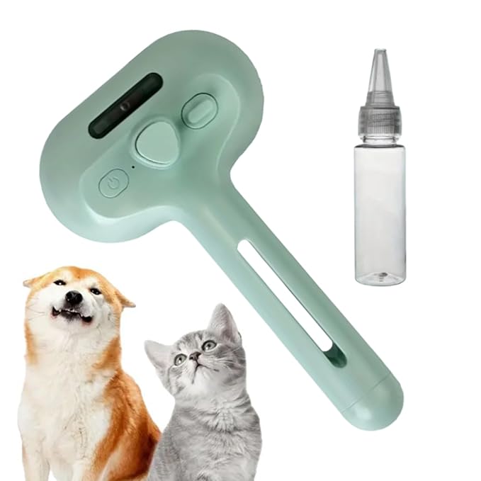 Cat Brush - Self-Cleaning Ergonomic Pet Grooming Tool, Home Shower Dog Brush | Large Tank Misting Deshedding Comb with Steam, Hair Removal Steamer for Gentle Massager, Travel Pet Care Accessory
