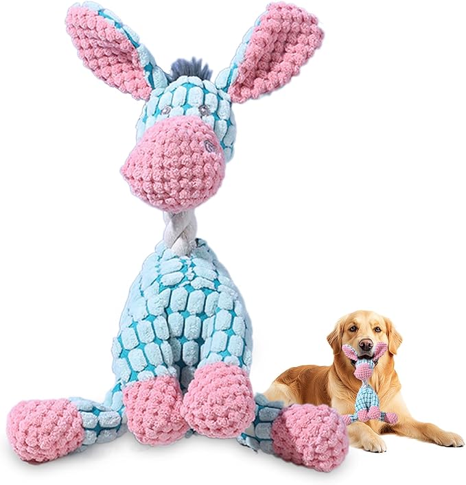 2026 New Dog Toys,Indestructible Plush Dogs Toy for Aggressive Chewers,Squeaky Durable Chew Toy for Indoor Pups Teething, Stuffed Toys for Small Medium Large Dogs (Donkey)