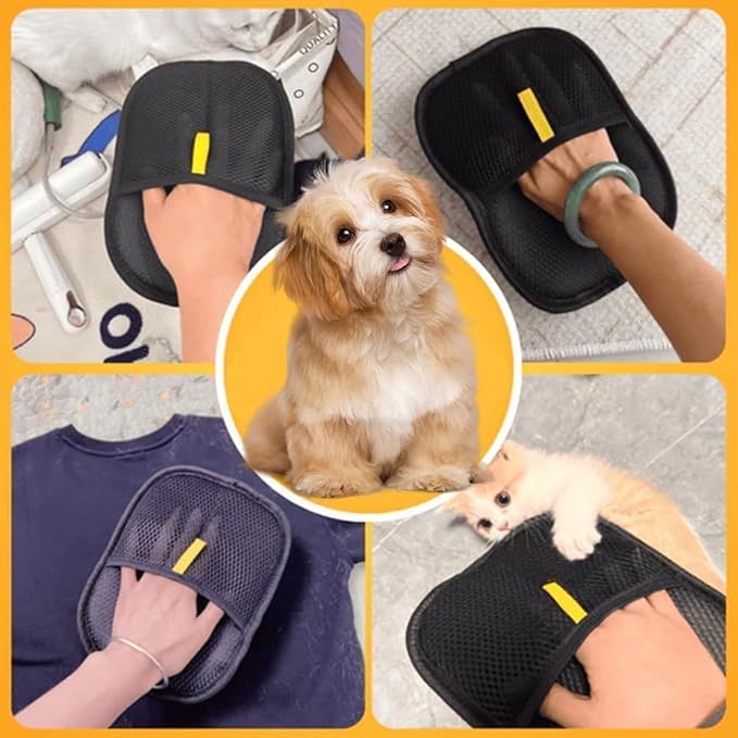 Pet Hair Remover Electrostatic Gloves, Pet Hair Remover Glove Washable, Reusable Cat Dog Grooming Mitt for Couch, Furniture, Carpet, Car Seat (Black 1PC)