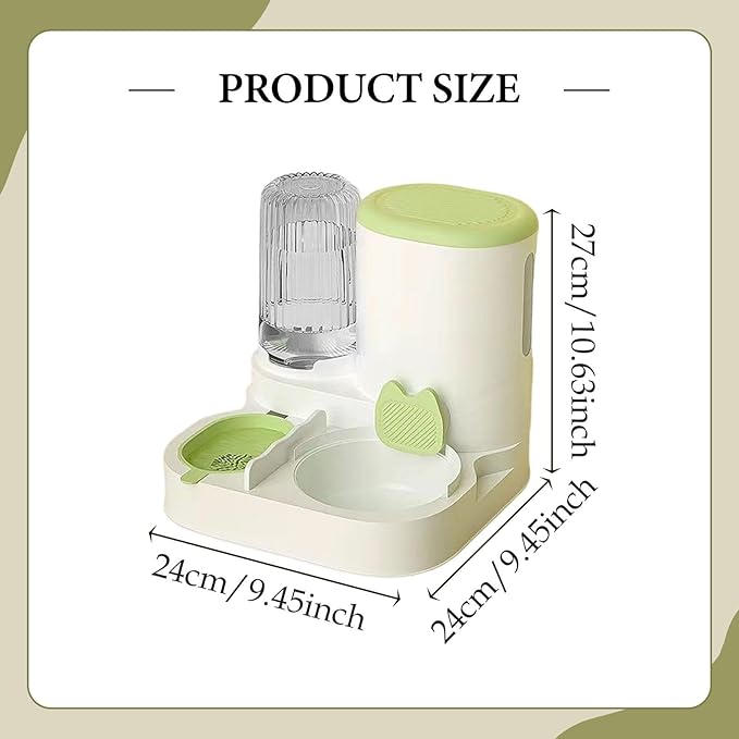 Automatic Dog Feeder and Water Dispenser Dog Bowl Household Portable Automatic Pet Feeder Food Feed for Small Dogs Kitten, Green