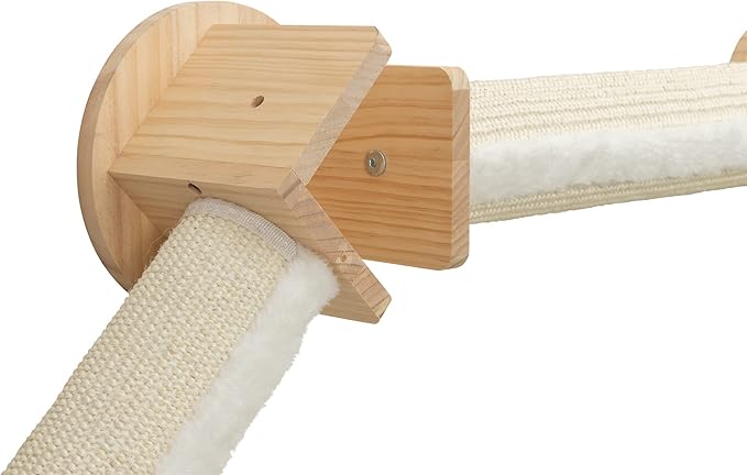 Trixie Cat Wall Furniture Set 4 - Cat Wall Scratcher, Climbing Shelves - 2 Sisal Rope Scratching Posts - Elevated Shelf - Natural/White
