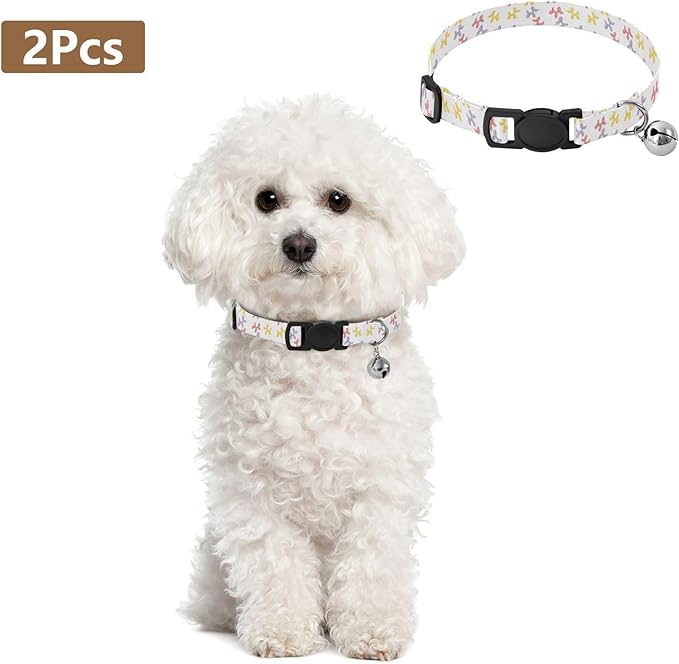 Dog Collar Balloons Dogs White Pattern Dog Collars Puppy Collar Cat Pet Collar with Adjustable Buckle for Dogs Cats Pets Supplies 2 Pack