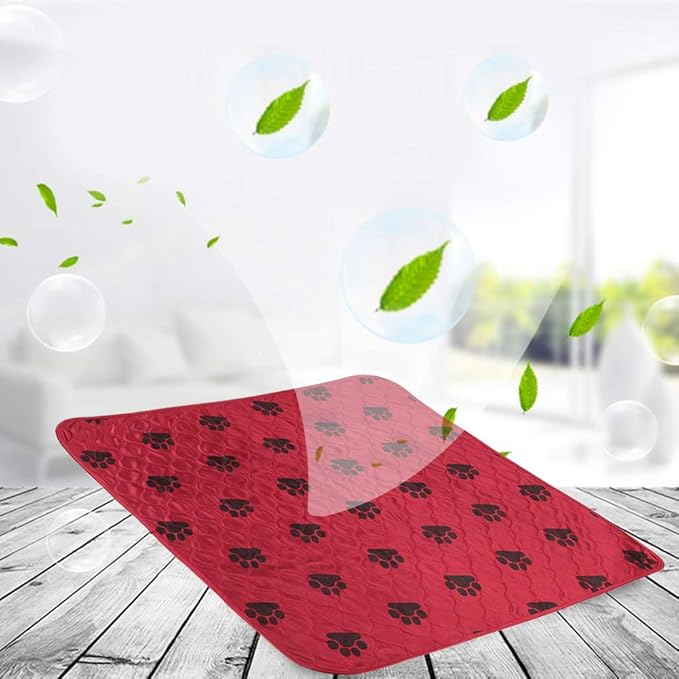 Reusable Dog Pee Pad, Absorbent Pet Urine Mat for Dogs and Cats, 4 - Layer Machine Washable Mat with Barrier for Hard Floors, Print Design in (70 * 80cm)