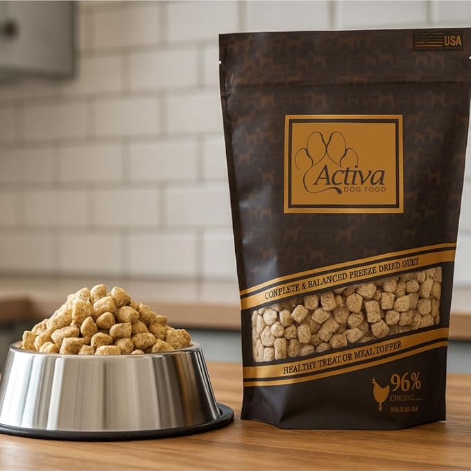 Activa Complete & Balanced Freeze Dried Dog Food, Healthy Treat or Meal Topper, Made in USA (Chicken)