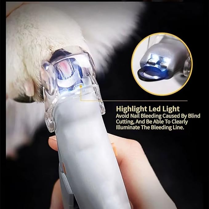 LED + Magnifier Cat Nail Trimmer — Pet Nail Clippers with Light, Curved Half-Moon Stainless Blades, Ergonomic Non-Slip Handle — Safe Cat Nail Clipper with Light for Cats & Dogs