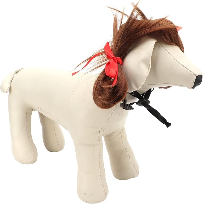 Dog Wig Funny Cosplay Toy for Pet Halloween Party Festival, Adjustable Band for Head Girth 30-60cm, Nylon Fiber Material for Comfort, Pet Supplies